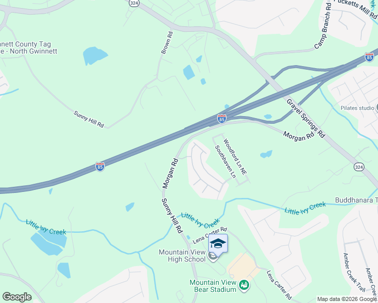 map of restaurants, bars, coffee shops, grocery stores, and more near 2552 Walnut Tree Lane in Buford