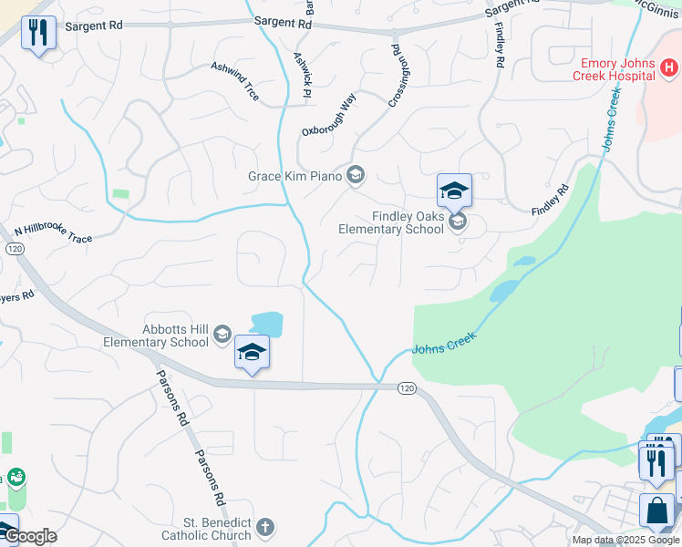 map of restaurants, bars, coffee shops, grocery stores, and more near 495 Stambridge Court in Alpharetta