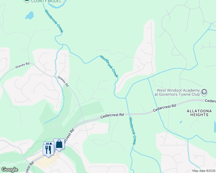 map of restaurants, bars, coffee shops, grocery stores, and more near 73 Pullman Trail in Acworth
