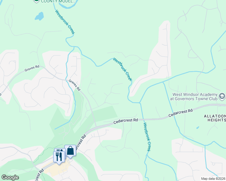 map of restaurants, bars, coffee shops, grocery stores, and more near 15 Pullman Trail in Acworth