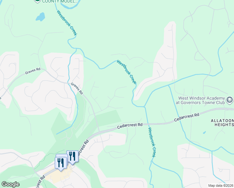 map of restaurants, bars, coffee shops, grocery stores, and more near 15 Pullman Trail in Acworth