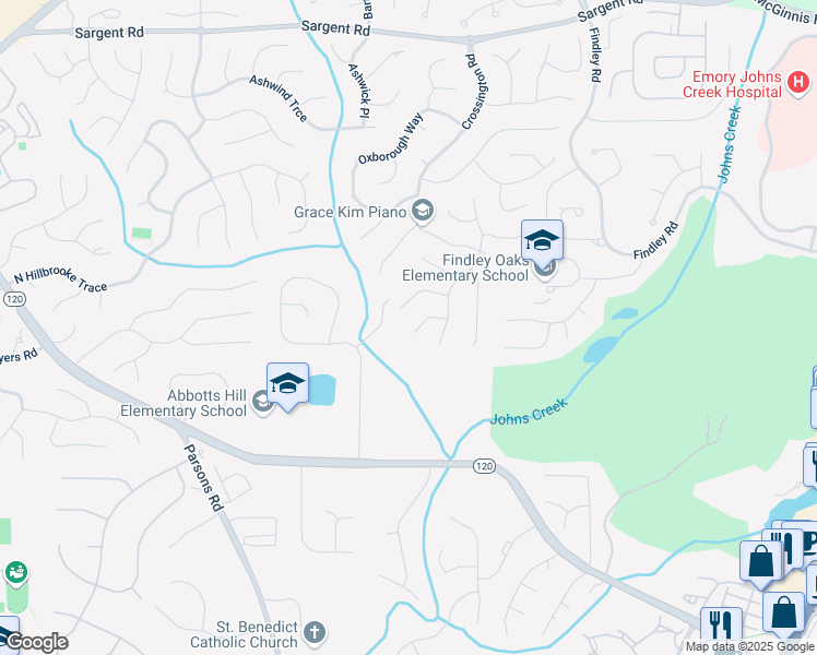 map of restaurants, bars, coffee shops, grocery stores, and more near 485 Stambridge Court in Alpharetta
