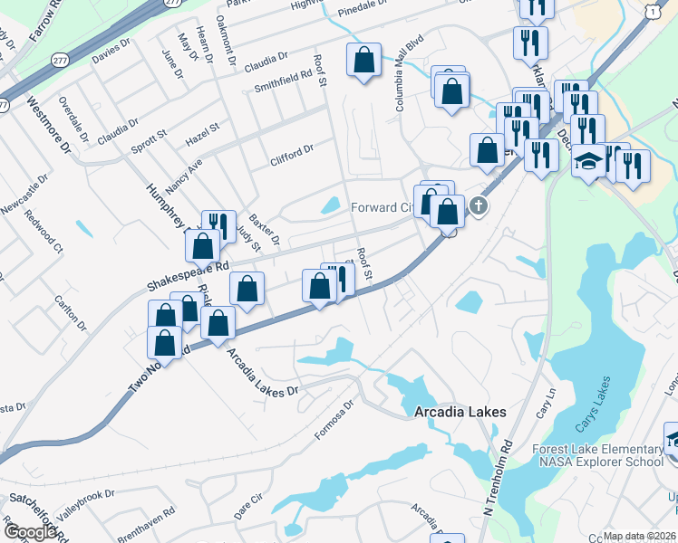 map of restaurants, bars, coffee shops, grocery stores, and more near 7224 Middle Street in Columbia