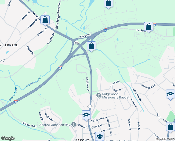 map of restaurants, bars, coffee shops, grocery stores, and more near 5620 Knightner Street in Columbia