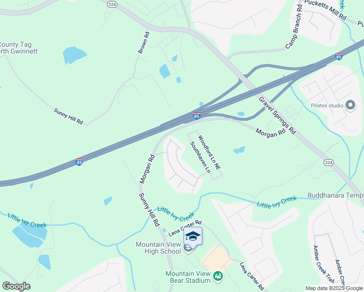 map of restaurants, bars, coffee shops, grocery stores, and more near 2501 Fieldview Way in Buford