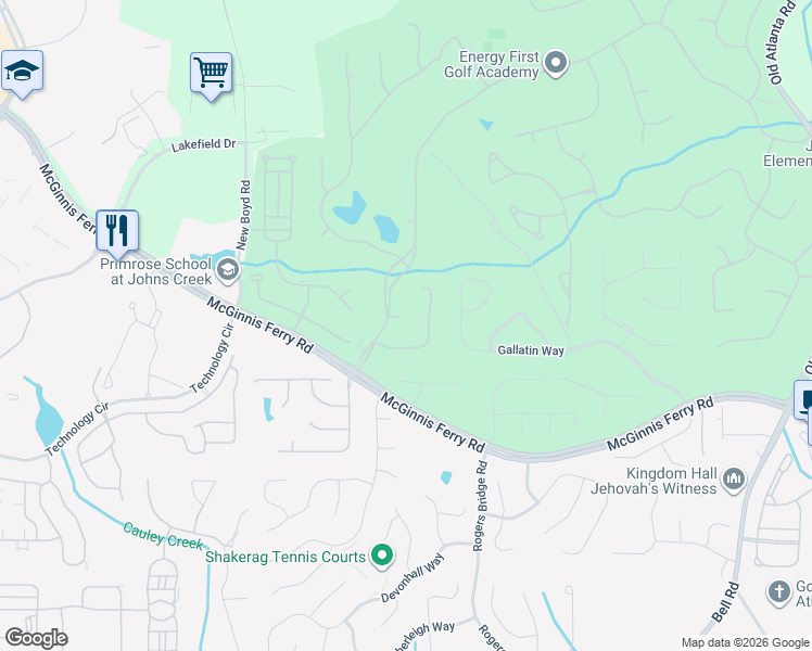 map of restaurants, bars, coffee shops, grocery stores, and more near 7335 Craigleith Drive in Duluth