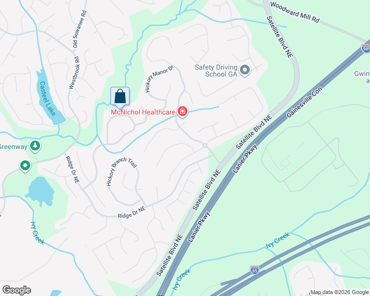 map of restaurants, bars, coffee shops, grocery stores, and more near 3510 Sentry View Trace in Suwanee