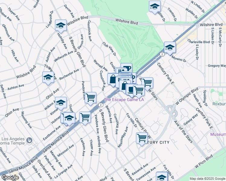 map of restaurants, bars, coffee shops, grocery stores, and more near 6415 Santa Monica Boulevard in Los Angeles