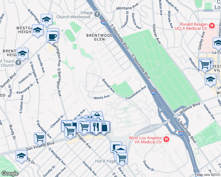 map of restaurants, bars, coffee shops, grocery stores, and more near 45 Bonsall Avenue in Los Angeles