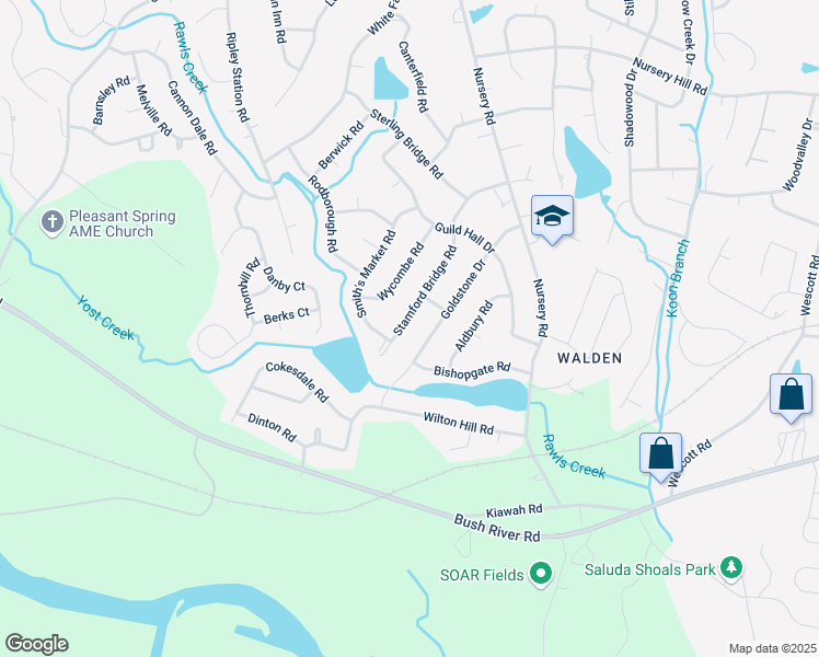 map of restaurants, bars, coffee shops, grocery stores, and more near 324 Goldstone Drive in Columbia