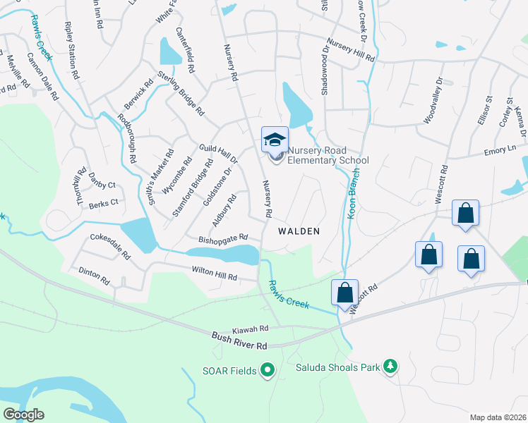 map of restaurants, bars, coffee shops, grocery stores, and more near 6600 Nursery Road in Columbia