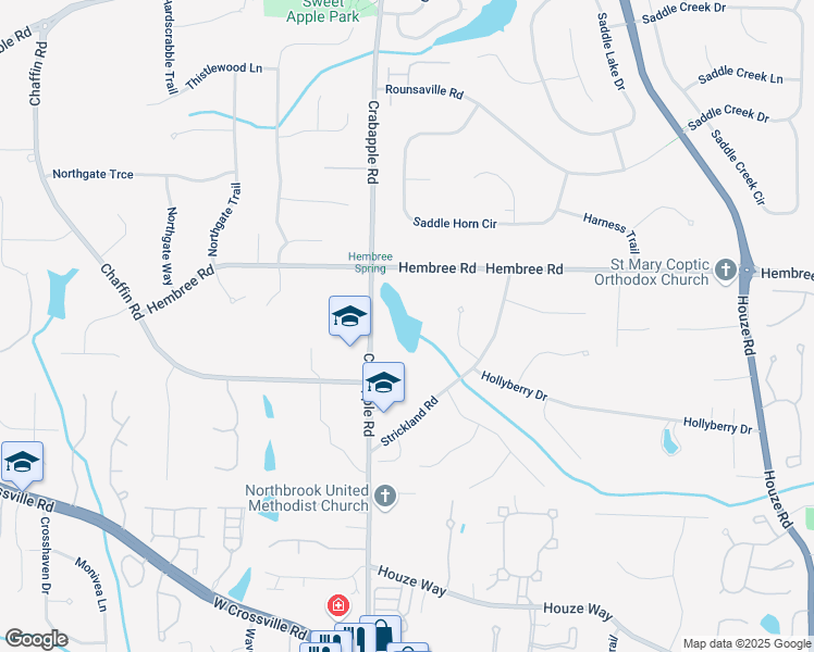 map of restaurants, bars, coffee shops, grocery stores, and more near 457 Hembree Road in Roswell