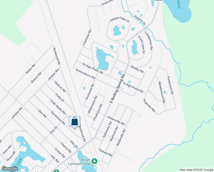map of restaurants, bars, coffee shops, grocery stores, and more near 1994-1998 Albemarle Road in Boiling Spring Lakes