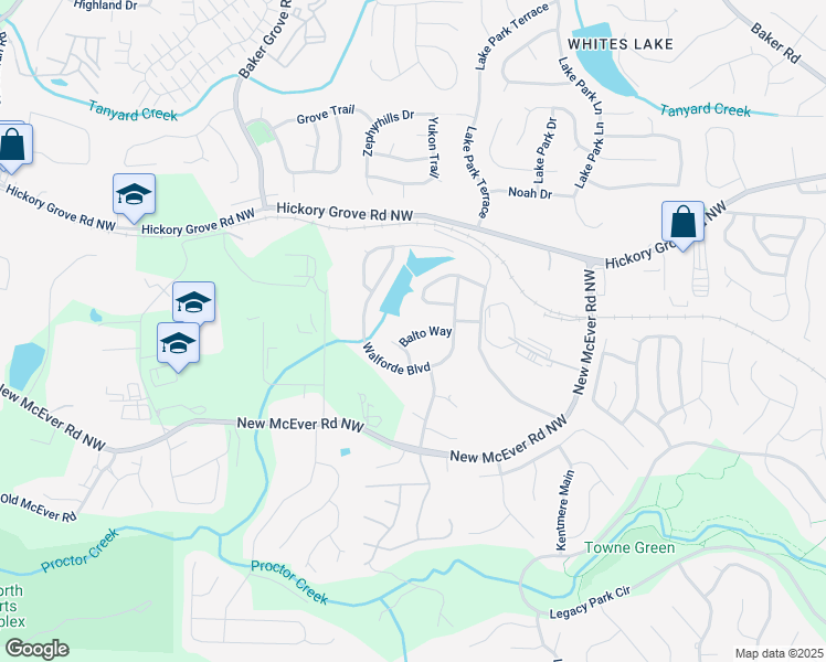 map of restaurants, bars, coffee shops, grocery stores, and more near 4526 Balto Way in Acworth