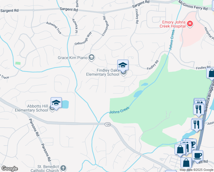 map of restaurants, bars, coffee shops, grocery stores, and more near 630 Arncliffe Court in Alpharetta