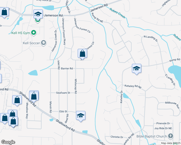 map of restaurants, bars, coffee shops, grocery stores, and more near 4466 Bay Court in Marietta