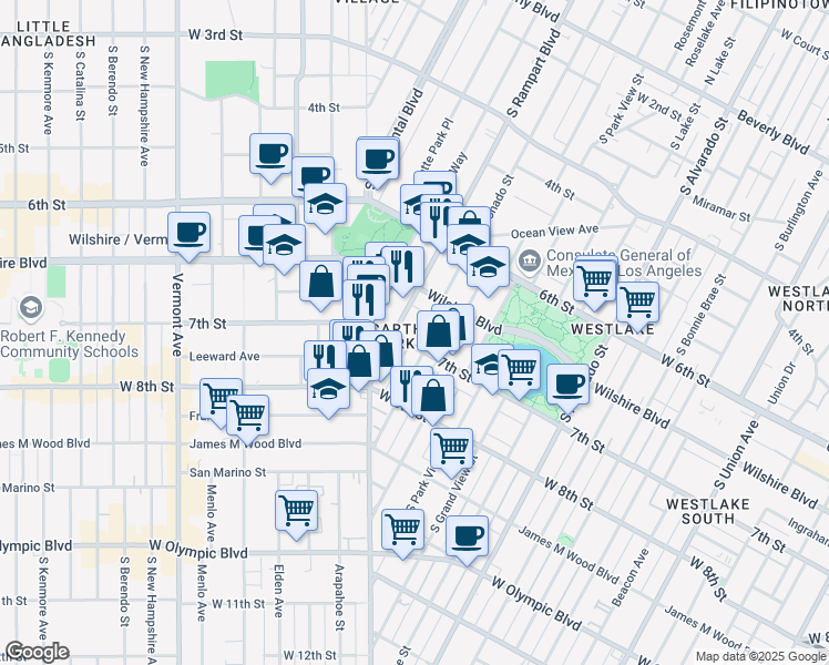 map of restaurants, bars, coffee shops, grocery stores, and more near in Los Angeles