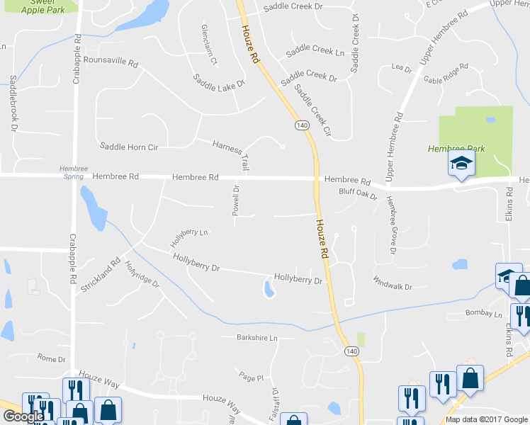map of restaurants, bars, coffee shops, grocery stores, and more near 170 Derby Forest Court in Roswell