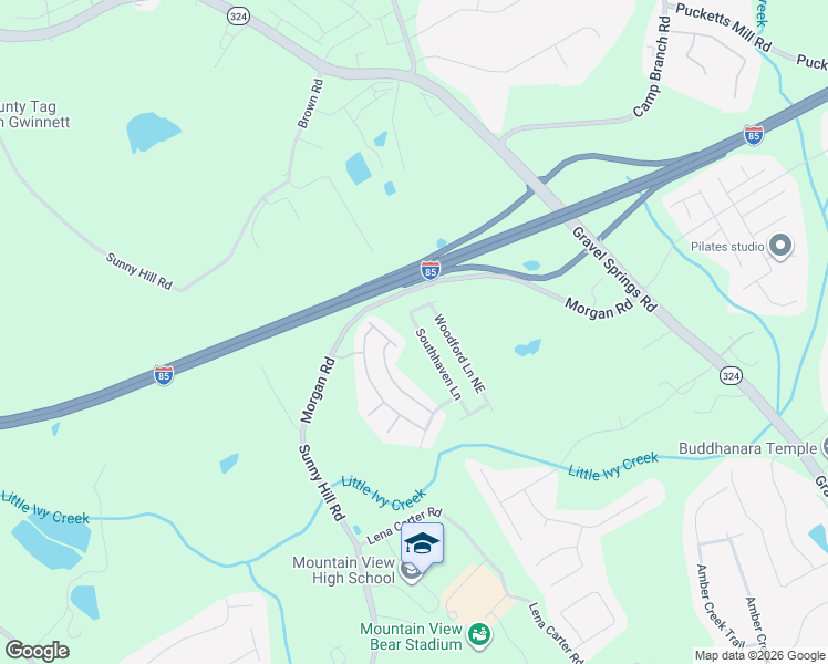 map of restaurants, bars, coffee shops, grocery stores, and more near 2637 Gristhaven Lane in Buford