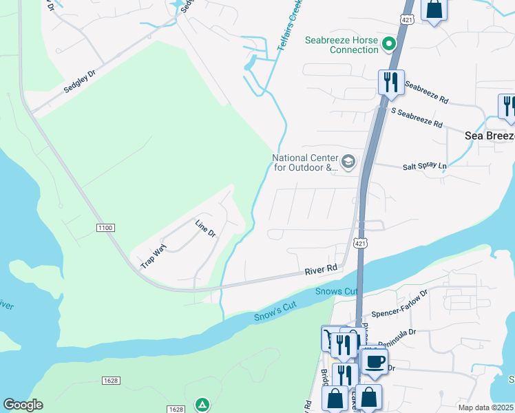 map of restaurants, bars, coffee shops, grocery stores, and more near 710 Soundside Drive in Wilmington
