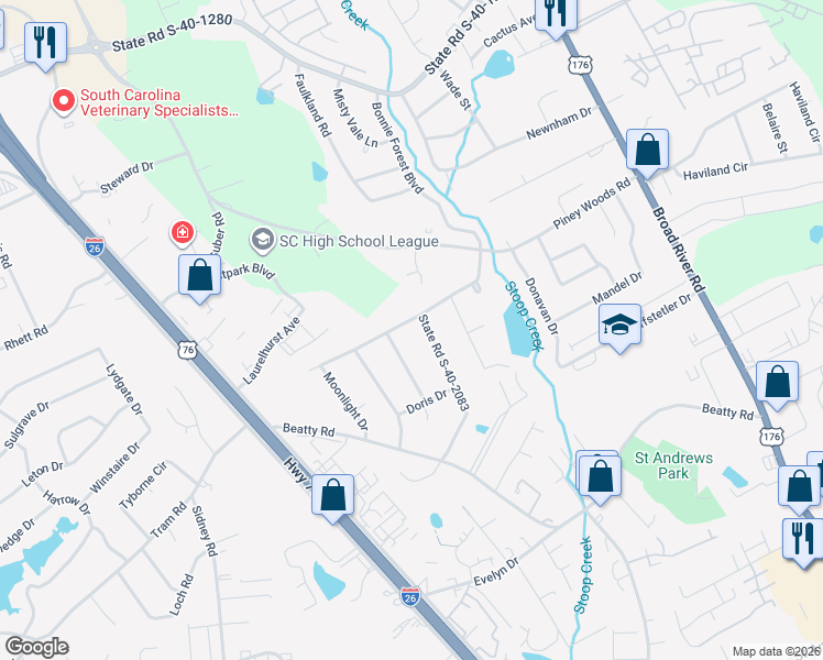 map of restaurants, bars, coffee shops, grocery stores, and more near 152 Morningside Drive in Columbia