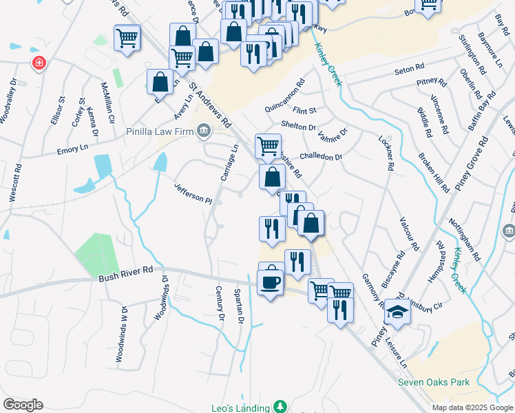 map of restaurants, bars, coffee shops, grocery stores, and more near 219 Jimmy Love Lane in Columbia