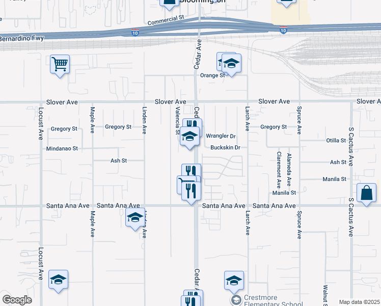 map of restaurants, bars, coffee shops, grocery stores, and more near in Bloomington