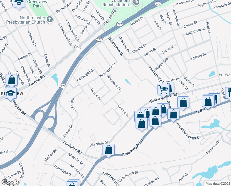 map of restaurants, bars, coffee shops, grocery stores, and more near 309 Redwood Court in Columbia