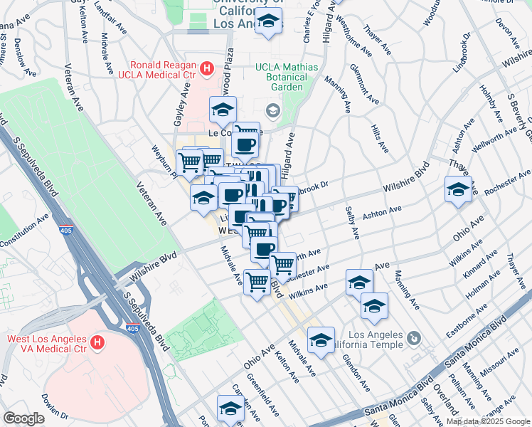 map of restaurants, bars, coffee shops, grocery stores, and more near in Los Angeles