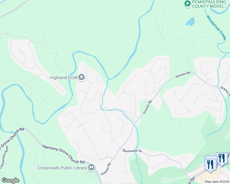 map of restaurants, bars, coffee shops, grocery stores, and more near 50 Silverdale Lane in Acworth