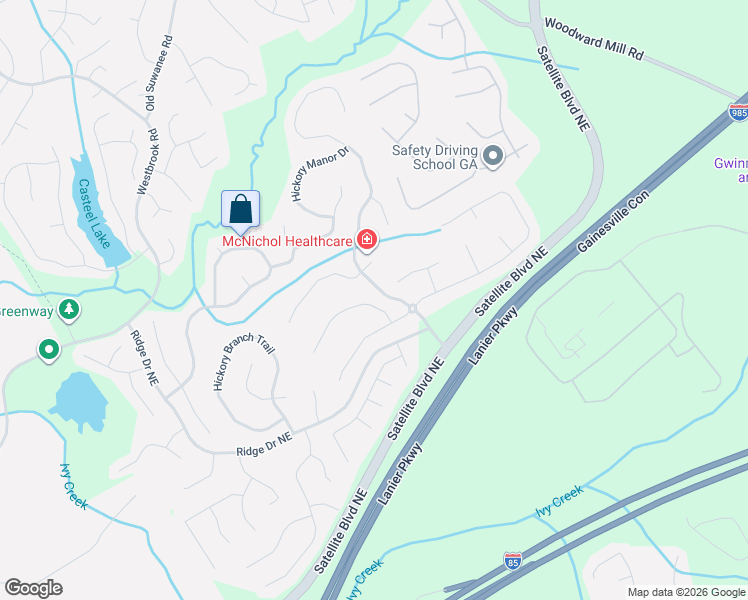 map of restaurants, bars, coffee shops, grocery stores, and more near 602 Montglade Court in Suwanee