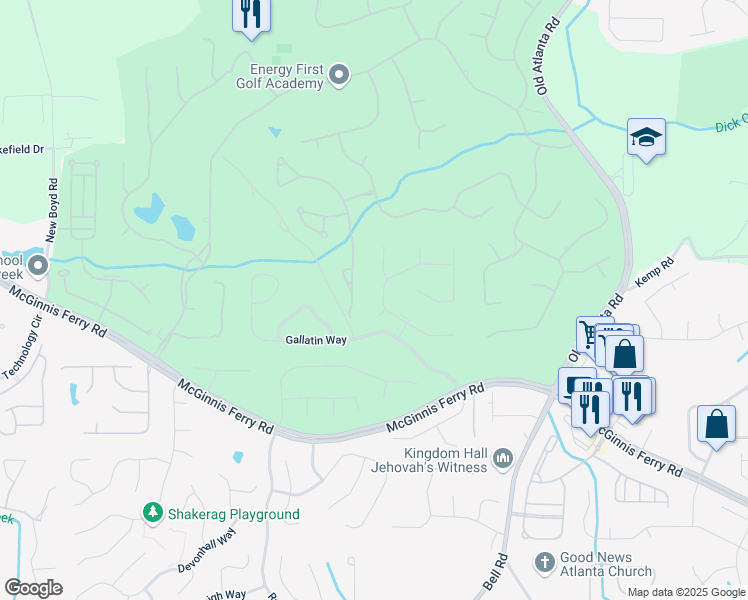 map of restaurants, bars, coffee shops, grocery stores, and more near 1025 Saint Marks Walk in Suwanee