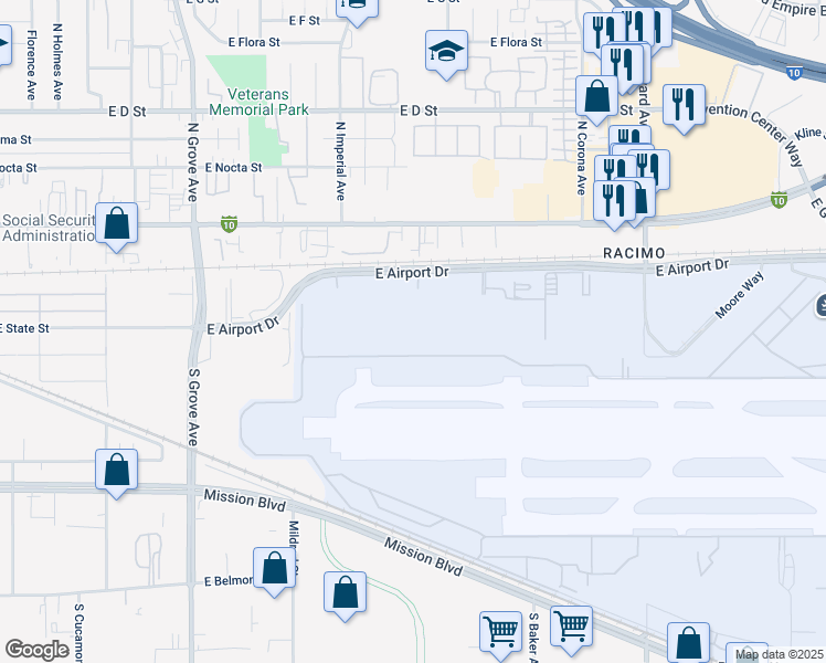 map of restaurants, bars, coffee shops, grocery stores, and more near in Ontario