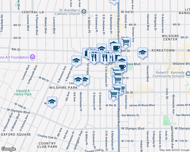 map of restaurants, bars, coffee shops, grocery stores, and more near 3940 Ingraham Street in Los Angeles