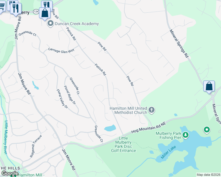 map of restaurants, bars, coffee shops, grocery stores, and more near 1878 Autumn Sage Drive in Dacula
