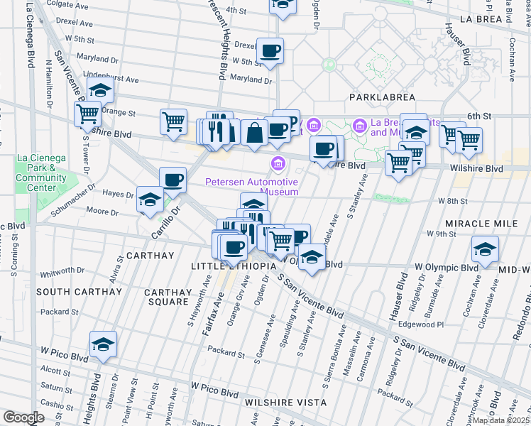 map of restaurants, bars, coffee shops, grocery stores, and more near 833 Orange Grove Avenue in Los Angeles