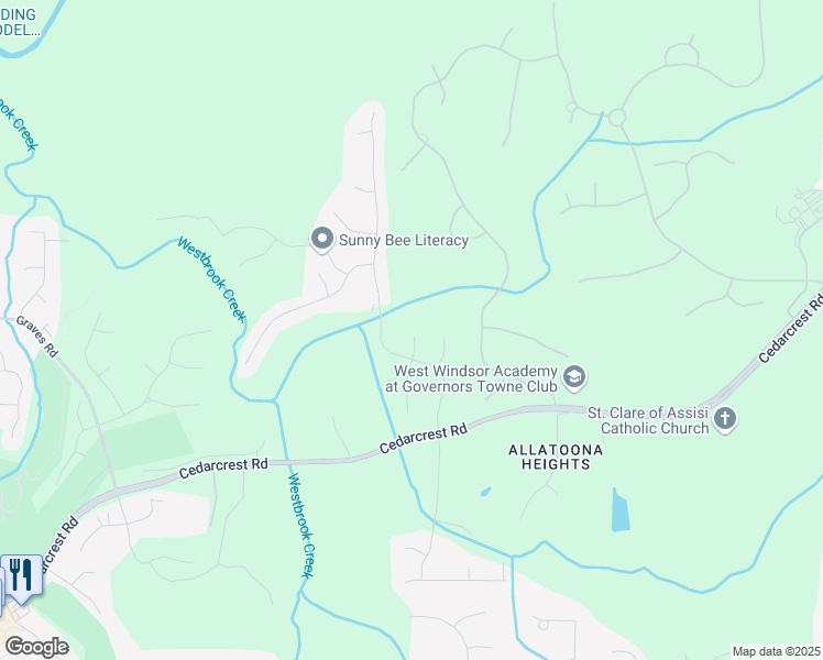 map of restaurants, bars, coffee shops, grocery stores, and more near 55 Hazelbrook Way in Acworth