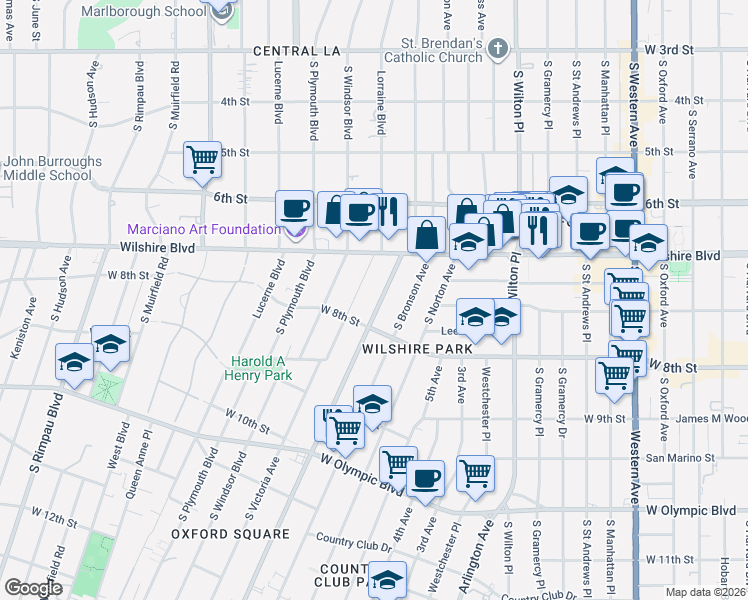 map of restaurants, bars, coffee shops, grocery stores, and more near 709 Crenshaw Boulevard in Los Angeles