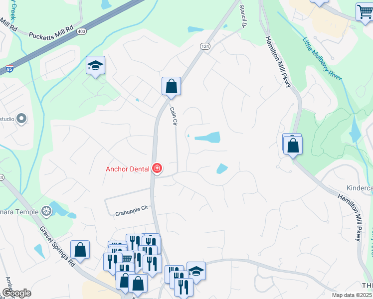 map of restaurants, bars, coffee shops, grocery stores, and more near 2140 Lakeway Drive in Dacula