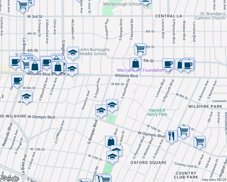 map of restaurants, bars, coffee shops, grocery stores, and more near 829 Mullen Avenue in Los Angeles