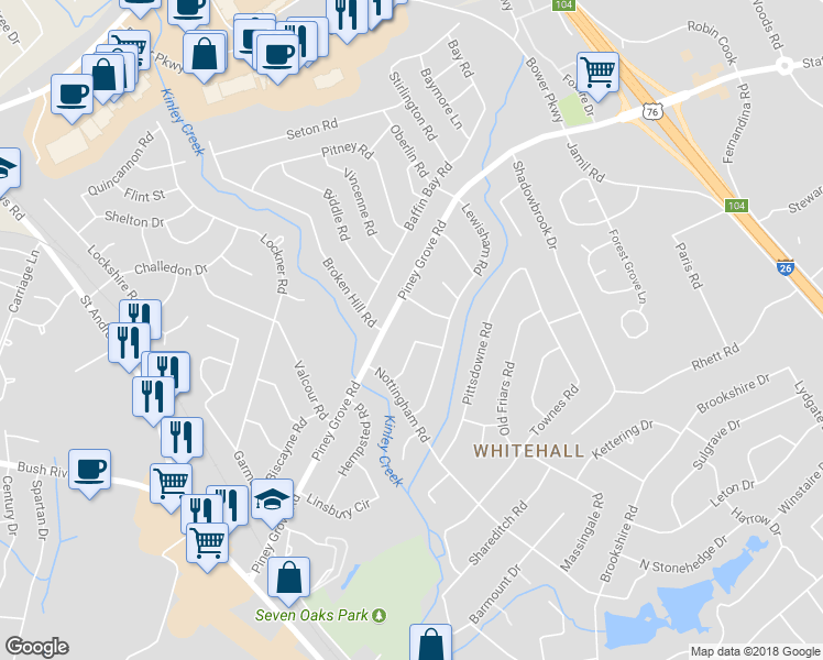 map of restaurants, bars, coffee shops, grocery stores, and more near 325 Lambeth Court in Columbia