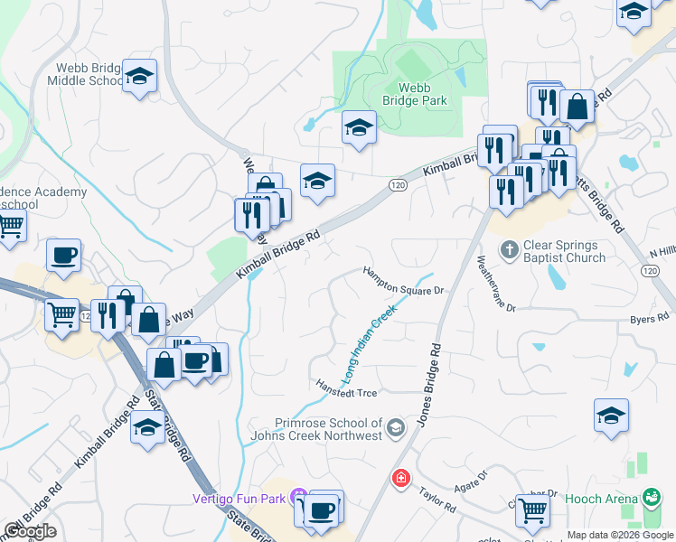 map of restaurants, bars, coffee shops, grocery stores, and more near 4690 Hampton Square Drive in Alpharetta