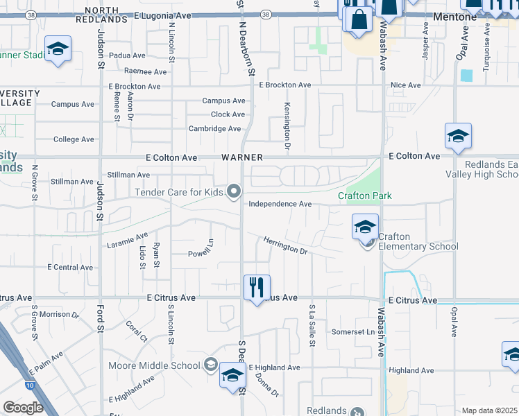 map of restaurants, bars, coffee shops, grocery stores, and more near in Warner