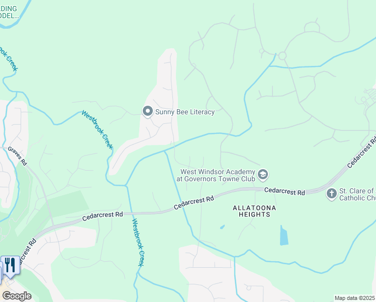 map of restaurants, bars, coffee shops, grocery stores, and more near 55 Hazelbrook Way in Acworth