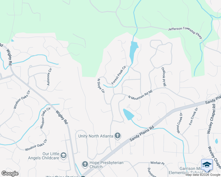 map of restaurants, bars, coffee shops, grocery stores, and more near 4507 Forest Peak Cir in Marietta