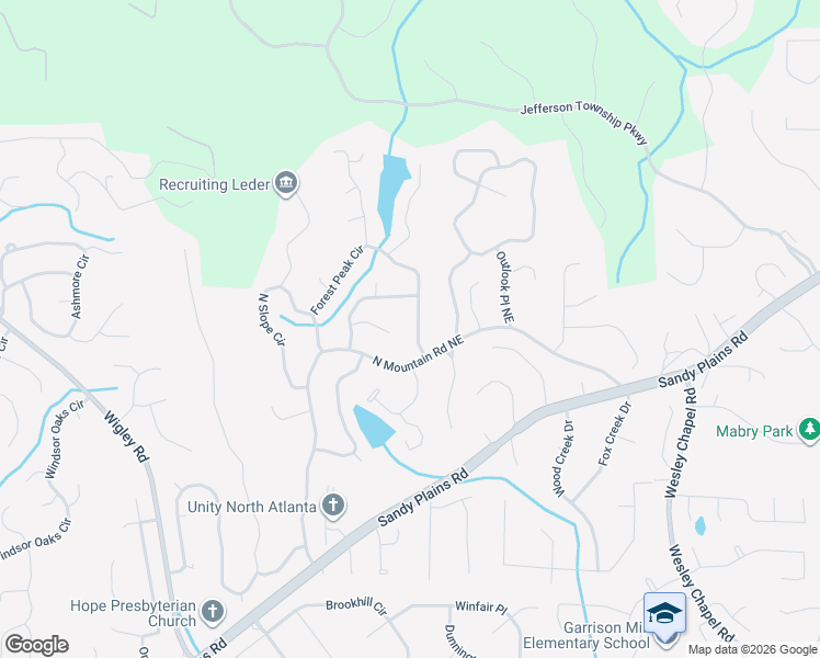 map of restaurants, bars, coffee shops, grocery stores, and more near 4552 Forest Peak Circle in Marietta