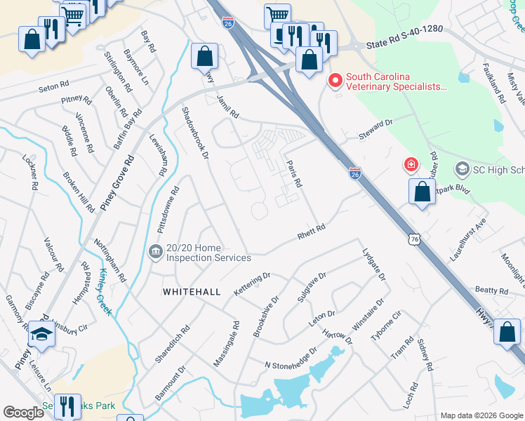 map of restaurants, bars, coffee shops, grocery stores, and more near 465 Forest Grove Circle in Columbia