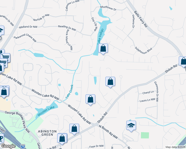 map of restaurants, bars, coffee shops, grocery stores, and more near 4321 Deep Springs Court Northwest in Kennesaw
