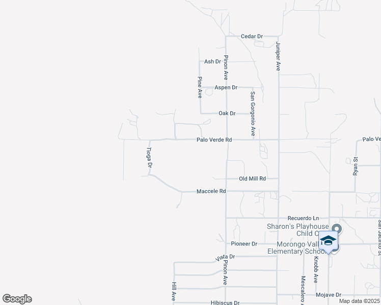map of restaurants, bars, coffee shops, grocery stores, and more near Palo Verde Road in Morongo Valley