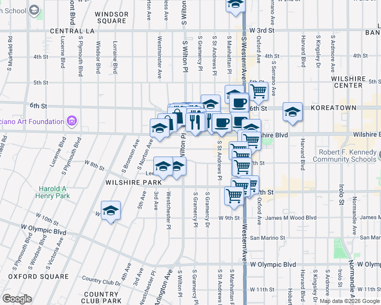 map of restaurants, bars, coffee shops, grocery stores, and more near 3980 Ingraham Street in Los Angeles